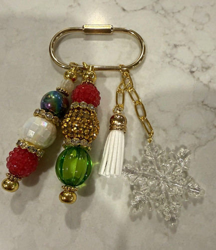 Holiday beaded charm key chain - beaded,