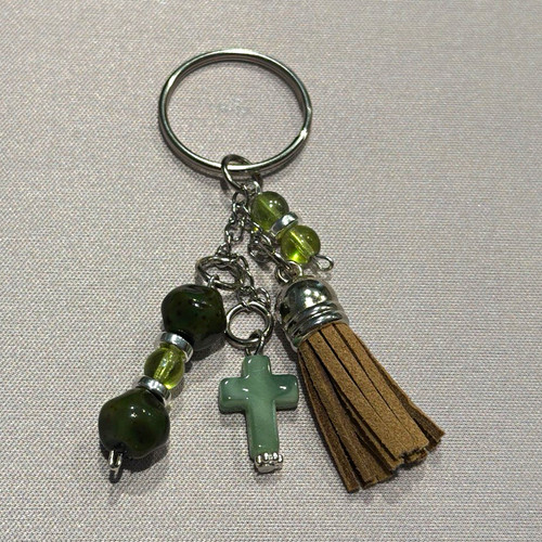Green cross beaded - green,