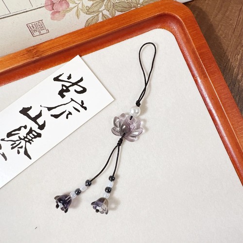 Lotus pendant beaded keychain - pendant,