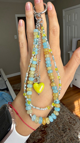 Handmade blue yellow beaded - blue,
