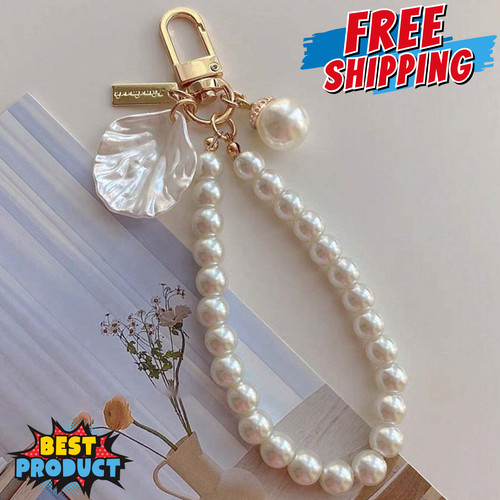 1pc women keychain faux pearl - faux,