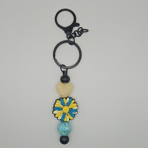 Blue yellow black floral - blue,